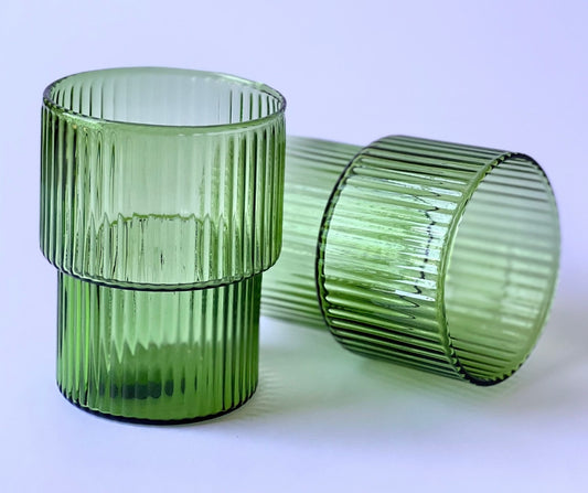 Ribbed Glass Tumblers Set is available in Lime
