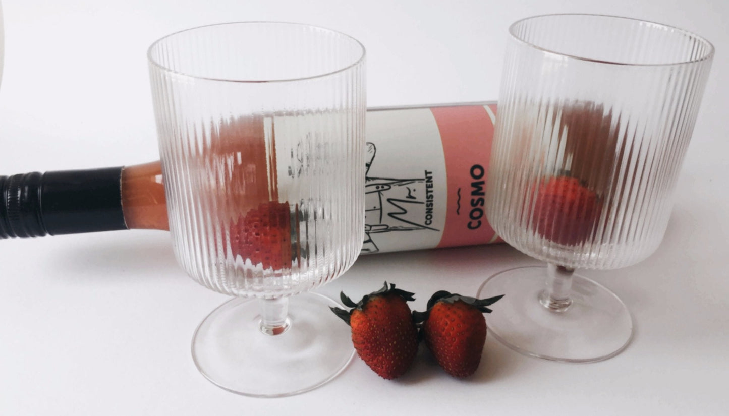 Clear Ribbed Wine Glass set comes in a set of 2